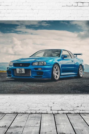 Supercar Posters Nissans Skyline GTR R34 Classic Wall Art Picture Prints Modern Canvas Paintings for Living Room Decor