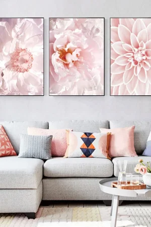 Modern Pink Flower Wall Art Canvas Painting Nordic Floral Posters Print Pictures for Living Room Home Decorative Paintings