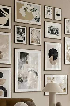 Wall Art Beige Flower Circular Vintage Black White Photo Print Living Room Decoration Poster Canvas Painting Wall Pictures