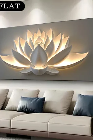 2D Flat 1pc Large Lotus Flower Canvas Wall Art - Noframed Modern Minimalist Canvas Prints for Living Room, Bedroom, Office Decor