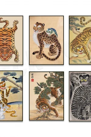 Vintage Tiger Pattern, Advertising Poster, Auspicious Tiger, Japanese Wall Art, Wild Animal Art Tiger Poster, Nature, Gift Idea