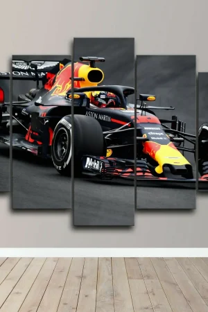 5 Pieces Wall Art Canvas F1 Racing Car Poster Print Living Room Wallpaper Paining Bedroom Home Decoration Framed Artwork