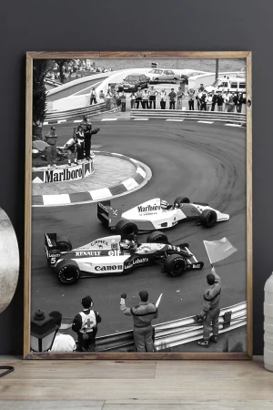 Vintage Monaco Grand Prix Poster Canvas Print Black and White Car Poster For Living Bedroom Kids Nordic Decor