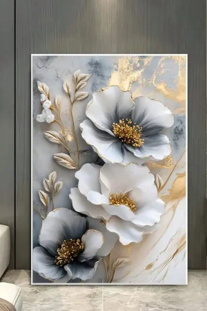 2D Flat, 1PC Frameless Flower Canvas Wall Art - Vintage Inspired Abstract Poster (Bedroom/Living Room Decor, Birthday