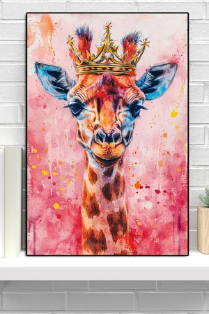Pink Street Graffiti Giraffe Canvas Painting Nursery Cartoon Animal Poster And Print Abstract Cute Wall Art Room Home Decoration