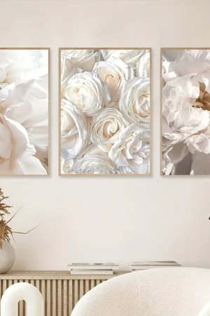 3PCS Modern Flower Wall Art Canvas Paintings Print Minimalism Floral Botanical Posters for Living Room Bedroom Home Wall Decor