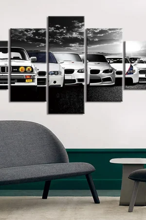 5 Pieces Wall Art Canvas Poster Abstract Retro Car Decor Painting Living Room Picture Print Bedroom Wallpaper Home Decoration